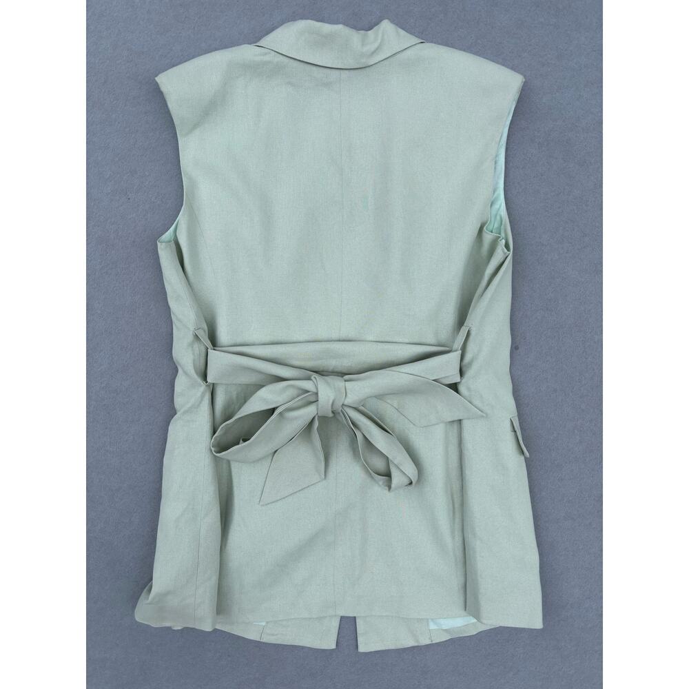 NWT Eloquii Women's Sage green‎ longline belted vest size 14 Linen Rayon blend - Picture 3 of 8